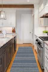 Multi Stripe Blue Flatwoven Rug