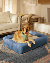 Blue Woven Bolster Pet Bed