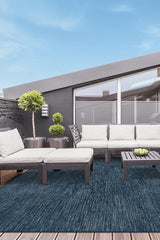 Chunky Solid Blue Outdoor Rug