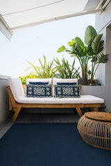 Denim Solid Indigo Blue Outdoor Rug