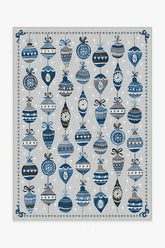Festive Garland Blue Grey Outdoor Rug