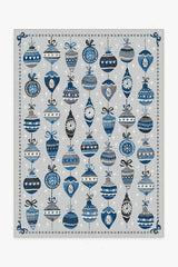Festive Garland Blue Grey Outdoor Rug