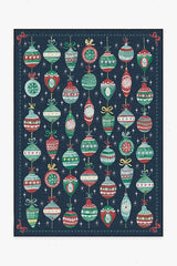 Festive Garland Navy Outdoor Rug