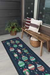 Festive Garland Navy Outdoor Rug