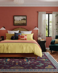 Flutterby Burgundy Rug by Iris Apfel