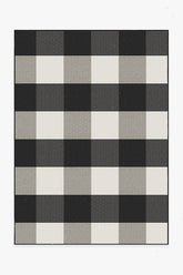 Gingham Plaid Black & White Outdoor Rug