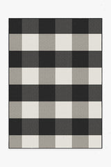 Gingham Plaid Black & White Outdoor Rug