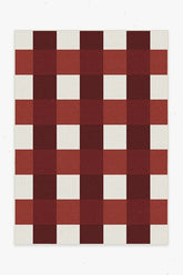 Gingham Plaid Red & White Outdoor Rug