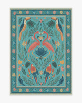 Birds Of A Feather Aqua Rug by Iris Apfel