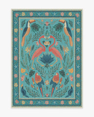 Birds Of A Feather Aqua Rug by Iris Apfel