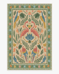 Birds Of A Feather Green & Peach Rug by Iris Apfel
