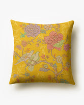 Vibrant Garden Citron Yellow Woven Throw Pillow by Iris Apfel
