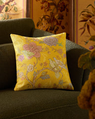 Vibrant Garden Citron Yellow Woven Throw Pillow by Iris Apfel