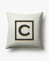Classic Monogram Ivory Woven Throw Pillow, 20"x20" by Jonathan Adler