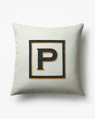 Classic Monogram Ivory Woven Throw Pillow, 20"x20" by Jonathan Adler