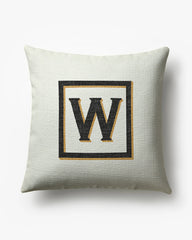 Classic Monogram Ivory Woven Throw Pillow, 20"x20" by Jonathan Adler