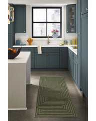 Labyrinth Fern Green Flatwoven Rug by Jonathan Adler