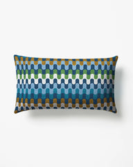 Puzzles Blue & Cognac Woven Throw Pillow by Jonathan Adler