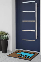 Barking Dog Bright Blue Doormat by Keith Haring