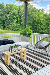 Marina Stripe Black Outdoor Rug