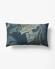 Acanthus Dusk Blue Woven Lumbar Throw Pillow by Morris & Co.