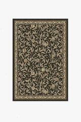 Bird & Pomegranate Soft Black Rug by Morris & Co.