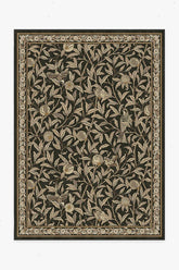 Bird & Pomegranate Soft Black Flatwoven Rug by Morris & Co.