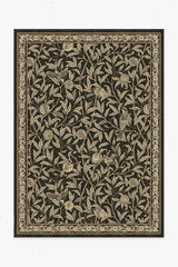 Bird & Pomegranate Soft Black Flatwoven Rug by Morris & Co.