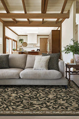 Bird & Pomegranate Soft Black Flatwoven Rug by Morris & Co.