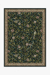 Bird & Pomegranate Teal Green Flatwoven Rug by Morris & Co.