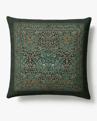 Blackthorn Forest Green Woven Throw Pillow by Morris & Co.