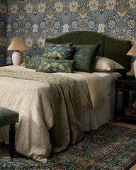 Blackthorn Forest Green Woven Throw Pillow by Morris & Co.