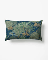 Brook Sapphire Blue Woven Lumbar Throw Pillow by Morris & Co.