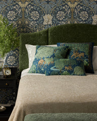 Brook Sapphire Blue Woven Lumbar Throw Pillow by Morris & Co.