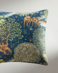 Brook Sapphire Blue Woven Lumbar Throw Pillow by Morris & Co.