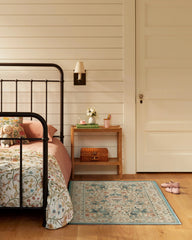 Lodden Soft Rose & Teal Rug by Morris & Co.