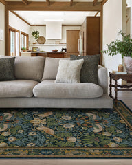 Strawberry Thief Indigo Flatwoven Rug by Morris & Co.