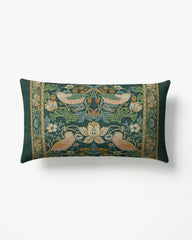 Strawberry Thief Slate Blue Woven Lumbar Throw Pillow by Morris & Co.