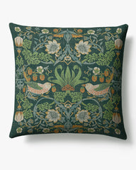 Strawberry Thief Slate Blue Woven Throw Pillow by Morris & Co.