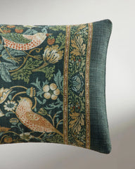 Strawberry Thief Slate Blue Woven Lumbar Throw Pillow by Morris & Co.