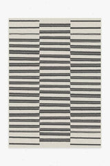 Offset Stripe Black Outdoor Rug