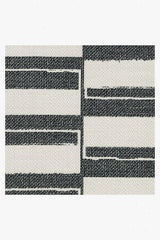 Offset Stripe Black Outdoor Rug
