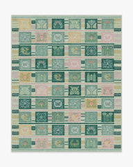 Ozian Tiles Emerald & Pink Rug by Wicked