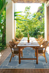 Rune Slate Blue Outdoor Rug