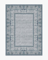Vintage Daisy Bordered Blue Flatwoven Rug