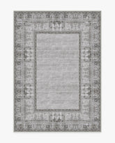 Vintage Daisy Bordered Grey Flatwoven Rug