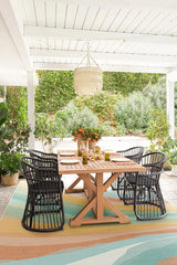 Watercolor Waves Copper Jade Outdoor Rug