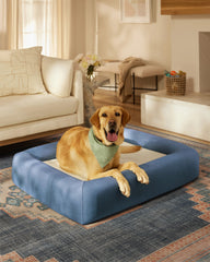 Blue Woven Bolster Pet Bed