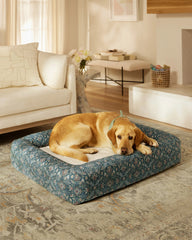 Harper Blue Woven Bolster Pet Bed