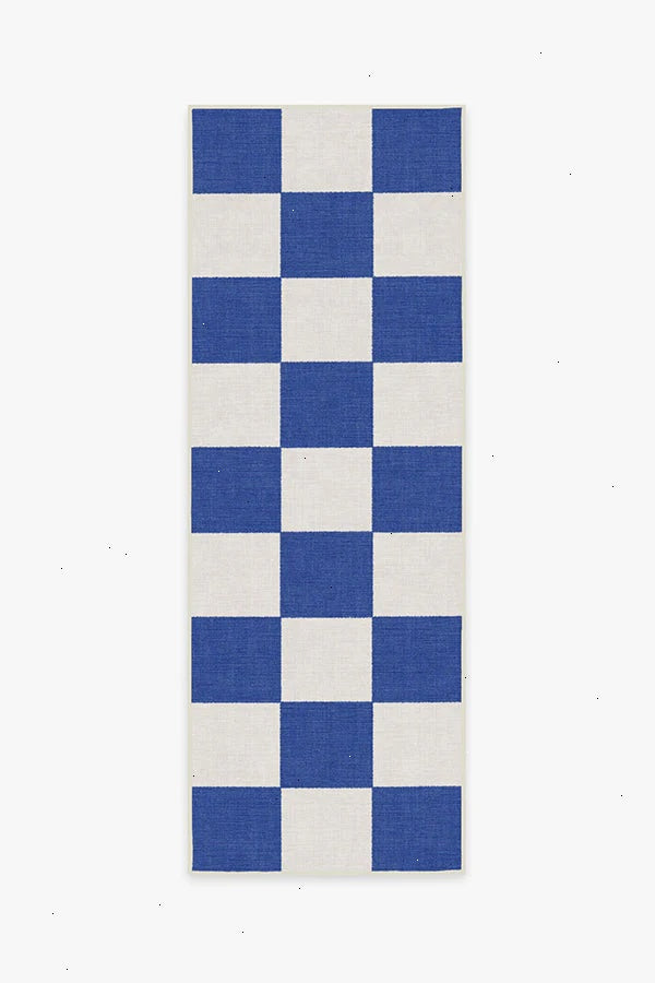 Jaque Checkered Blue Outdoor Rug